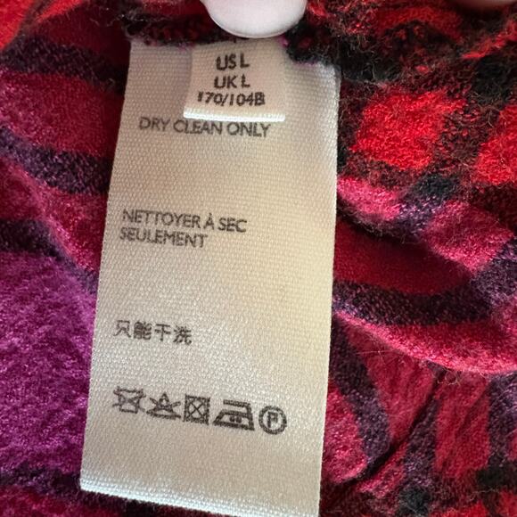 Free People We The Free Pacific Dawn Plaid Flannel Shirt Wool Grunge L Y2K - Picture 5 of 11